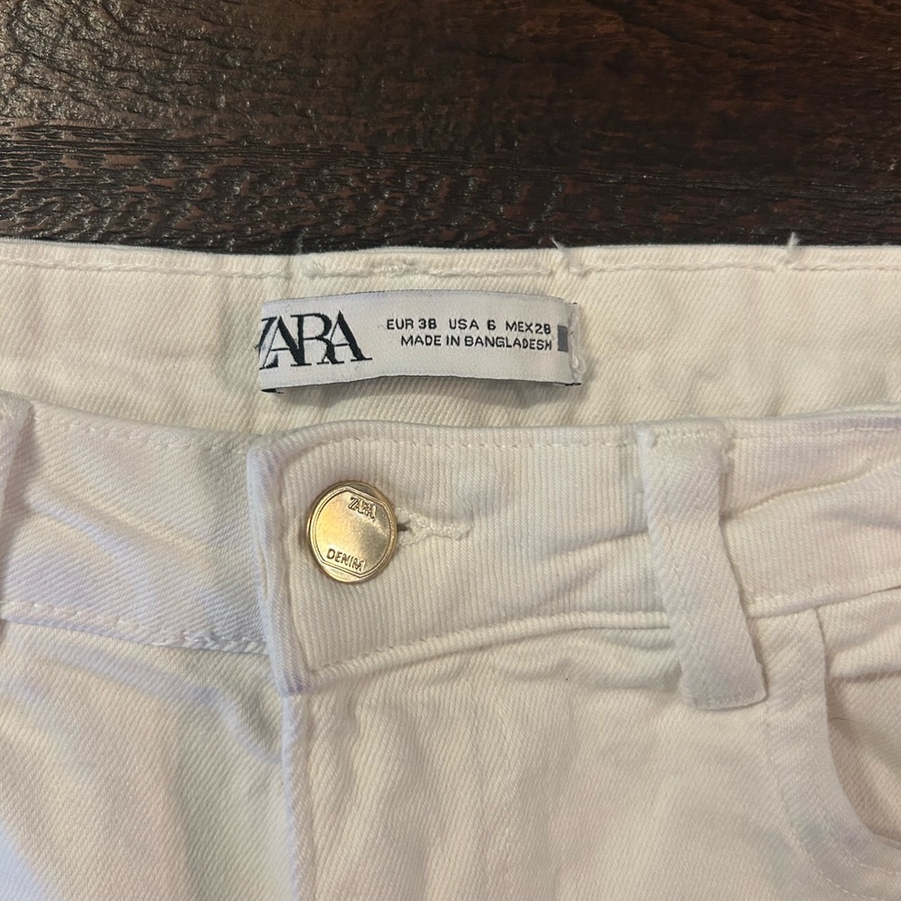 Zara White Frayed Hem Denim Pants - Picture 11 of 11